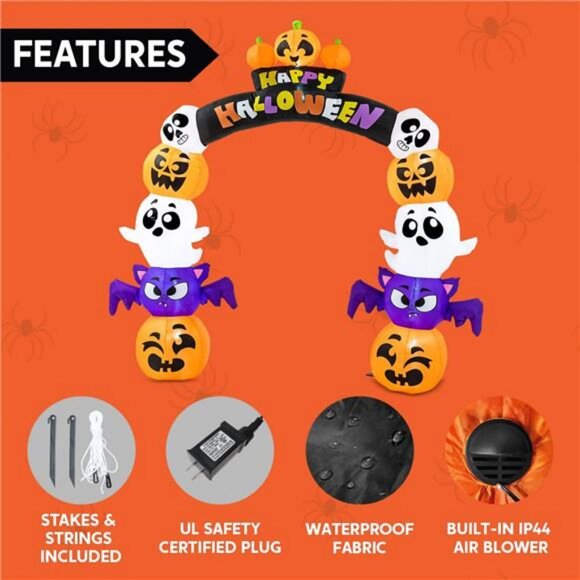 8 FT Cute Halloween Inflatables Pumpkin Archway Outdoor Decoration - Picture 6 of 7